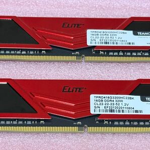 Team TPRD416G3200HC22BK 2枚セット◆PC4-25600/DDR4-3200 UDIMM 32GB@16GB