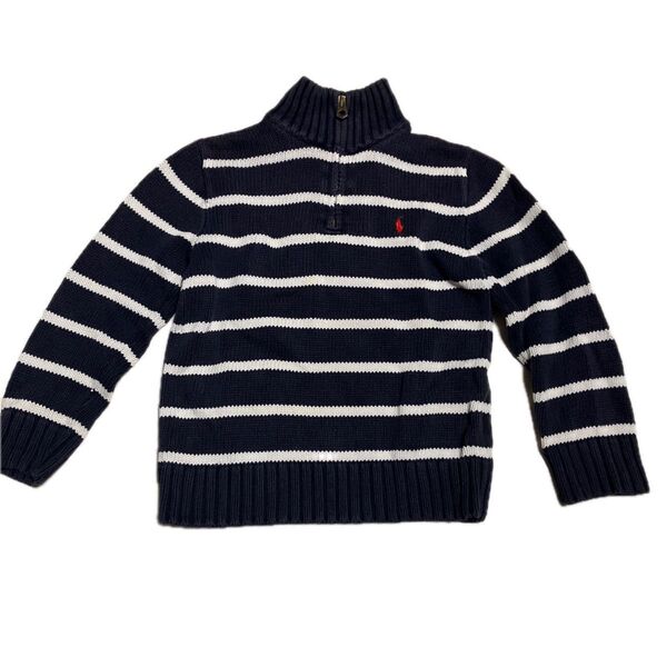 POLO RALPH LAUREN キッズ ハーフジップ ニット セーター ボーダー 6(120?)