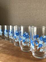昭和レトロ　青色　花　ペチュニア 佐々木ガラス ガラスコップ 6個セット_画像10