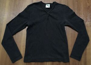 USA import *Lee Lee Henley neckline long sleeve T shirt M size * long T polo-shirt with long sleeves black plain 