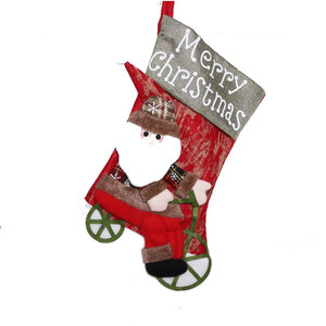 クリスマス 靴下 ソックス サンタ靴下 ストッキング クリスマスブーツ サンタクロース 自転車乗り クリスマス 飾り 子供 プレゼント 