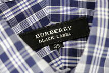BURBERRY BLACK LABEL タータン チェックシャツ 39 刺繍 長袖 ロングスリーブ バーバリー ブラックレーベル ネイビー_画像4
