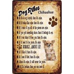 A2935 metal autograph tin plate signboard made of metal plate store attention warning dangerous crime prevention animal pet dog number dog . dog chihuahua 4598