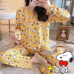 新商品 秋 パジャマ 可愛い ルームウエア 長袖 スヌーピー