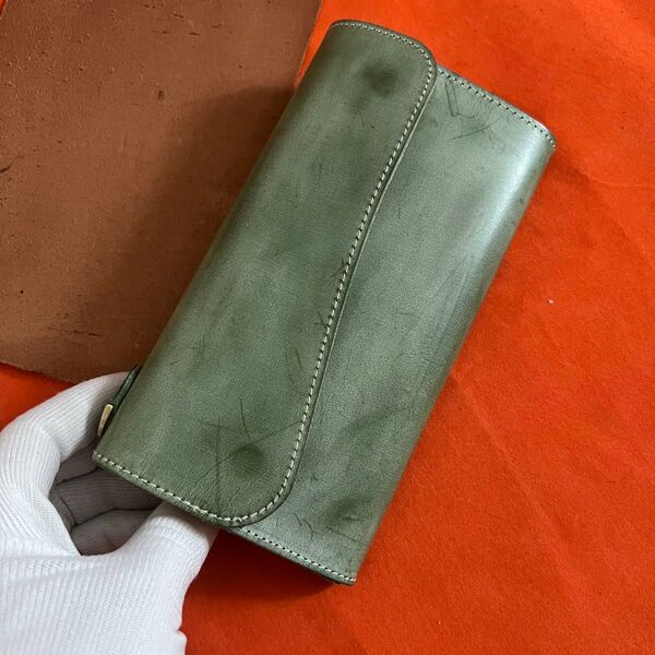 緑 グリーン系 長財布 本革 ブライドルレザー メンズ ヌメ革 ロングウォレット レザー 牛革