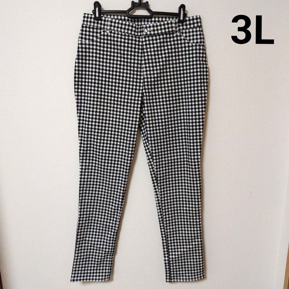 匿名配送　美品　チェックパンツ　3L　レディース　長ズボン ストレッチ