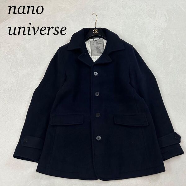 J293 M ナノユニバース SUPER140’s ピーコート ネイビー メンズ