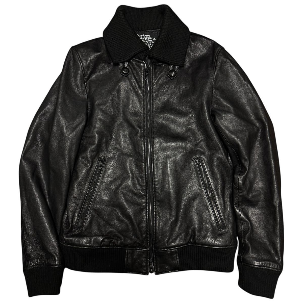 参考定価39,600円 nano universe ナノユニバース ドンキーカラーWASHEDレザー ブラック メンズ サイズL