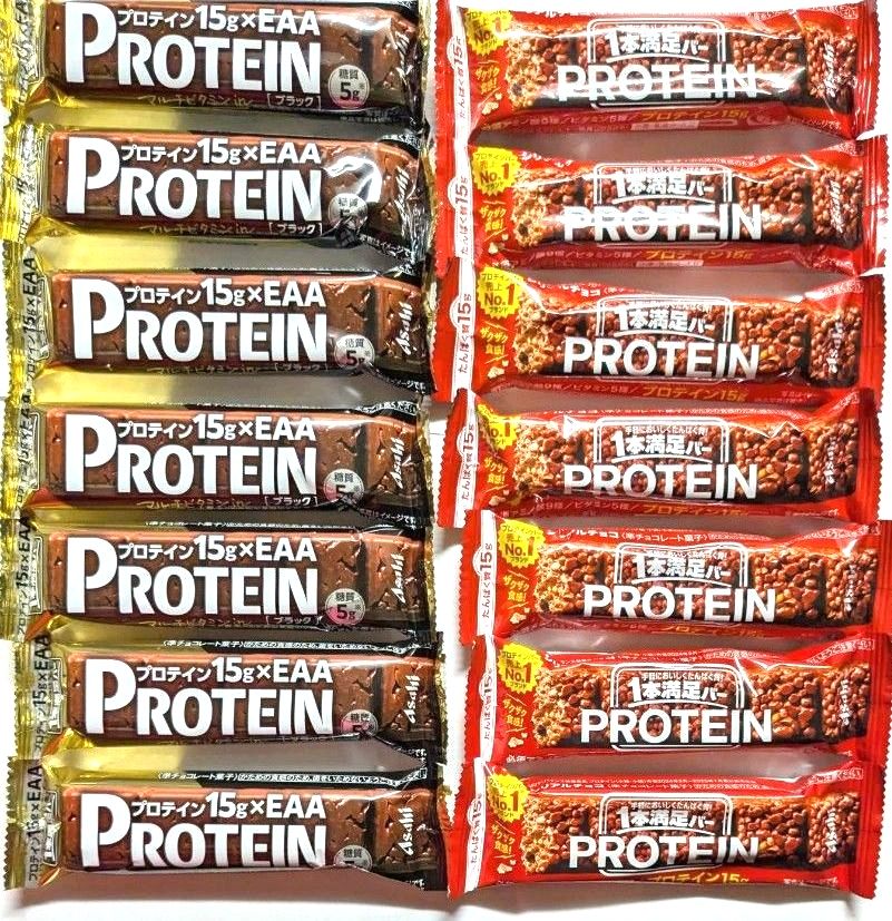 アサヒ プロテインバー 一本満足バー 　合計14本　栄養食品　1本満足プロテインクーポン消費筋トレ糖質制限　ブラック チョコ