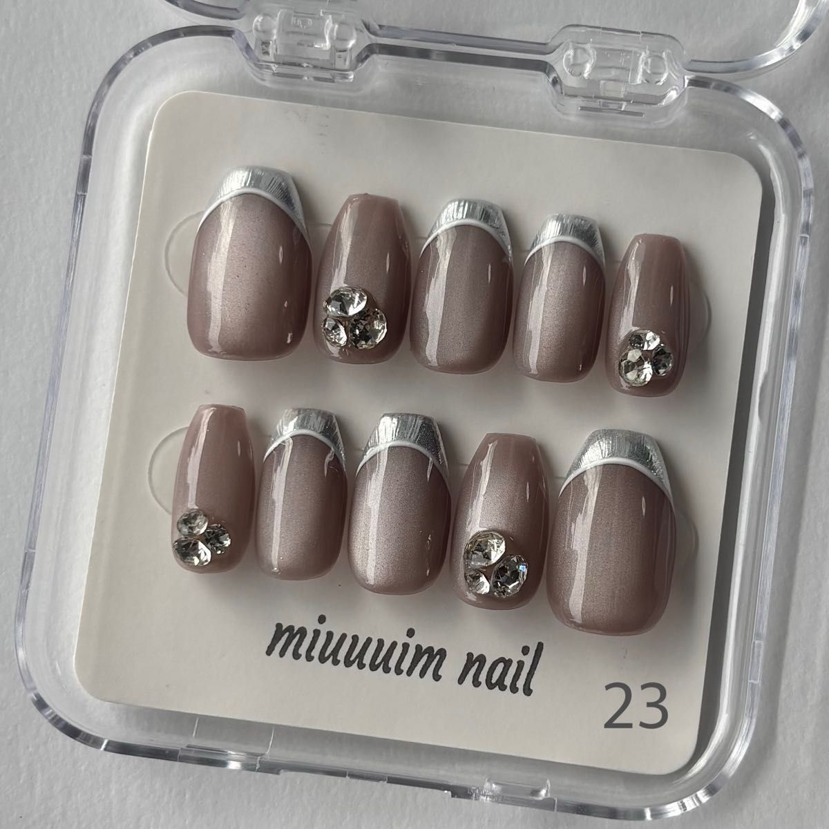 ネイルチップ マグネット ミラー フレンチ 韓国風 ワンホンネイル フレンチガーリー y2k 大人カラー 上品 ちゅるん