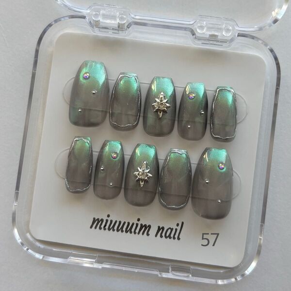 現品ネイルチップ 韓国風 ワンホンネイル フレンチガーリー y2k ちゅるん 地雷 量産型 オーロラ ショートバレリーナ