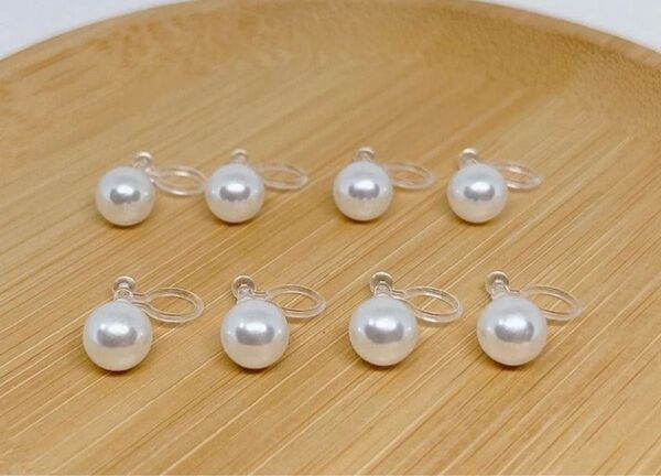 【807】樹脂パールノンホールピアス4ペア アレルギー対応イヤリング シンプル 一粒デザイン オケージョン セレモニースタイル