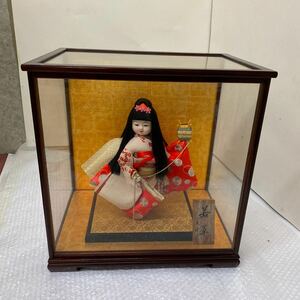 大峰作　　若草　　日本人形　　ガラスケース付　43×30.5