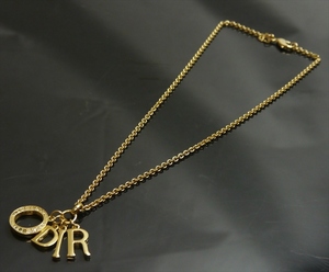  первоклассный товар Dior колье Logo Gold Vintage женский стразы длинный подлинный товар оценка завершено 