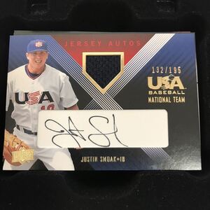 [スモーク(Justin Smoak)] 直筆サイン ジャージ[UD 2007-2008 USA baseball national](実使用 auto autograph)読売ジャイアンツ 巨人