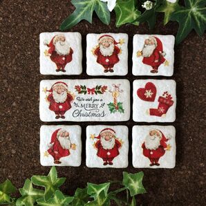 レンガ調タイル(サンタ クリスマス)デコパージュ キッチンタイル ツリー リース