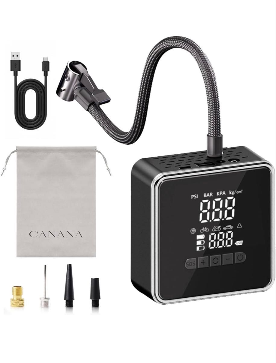 自転車 空気入れ 電動空気入れ驚きのパワー30秒高速充填 6000mAh大容量 自転車 空気入れ 電動 充電式