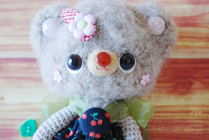 Art hand Auction ★ Fait main * Amigurumi ours mignon * Poche cerise ♪ Ours ★ * Amigurumi * Livraison gratuite * 1 article ! ★, jouet, jeu, jouet en peluche, Amigurumi