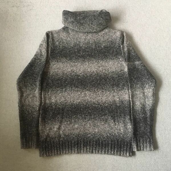 H&M turtleneck knit タートルネック ボーダー ニット ブラック グレー 黒 灰色 古着