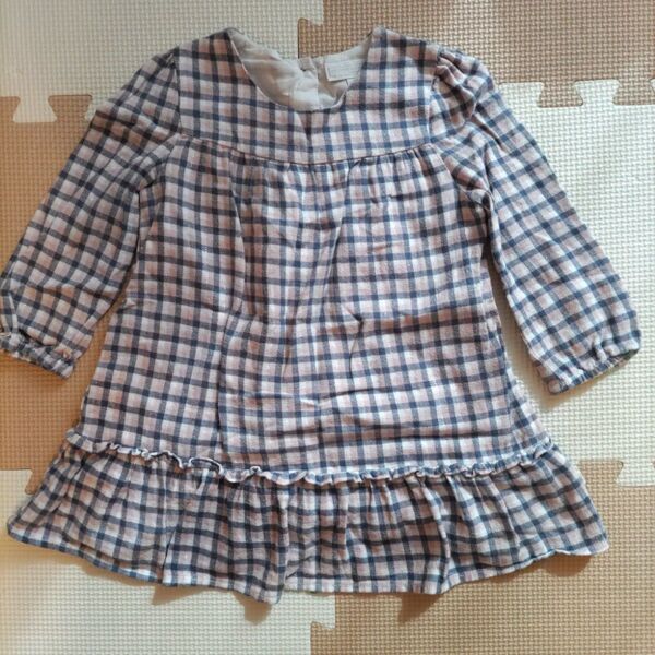 ワンピース 長袖 チェック柄 ワンピース ピンク 青 12-18M 80 90 the little white company