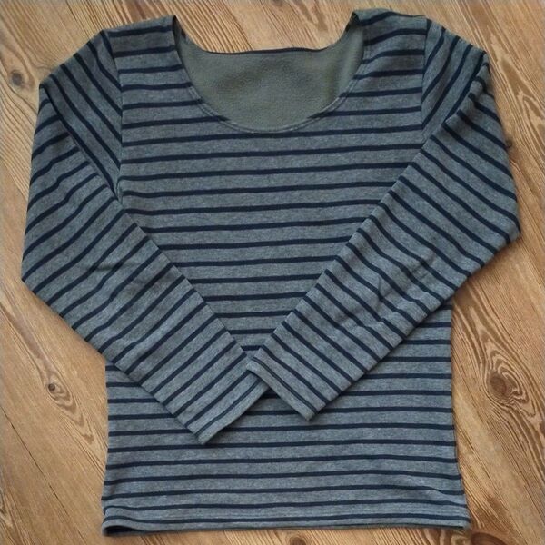 ボーダーカットソー 長袖 Tシャツ グレー ネイビー