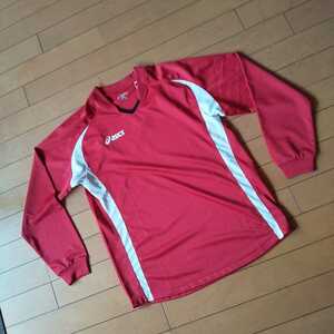 * новый товар *. сделка Asics футболка с длинным рукавом ребенок 160 см красный ..... спорт 