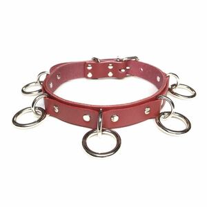  new goods leather sido ring studs choker red book leather silver tack necklace neck band punk series lock series visual series V series Gothic and Lolita series NB7SDN