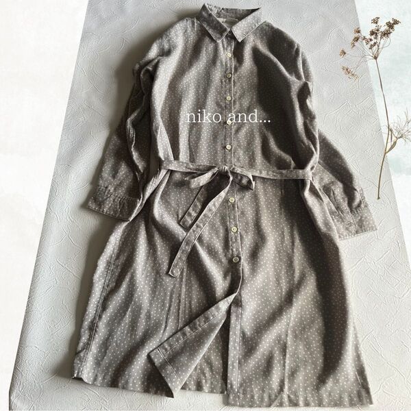 【未使用・タグ付き】niko and... ニコアンド ドット柄ロングシャツ チュニック 長袖