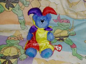 *Ty Beanie Baby Calliope Jester Bear*Attic Treasures*1993*ty Beanies *atikto leisure *piero* Bear * soft toy 