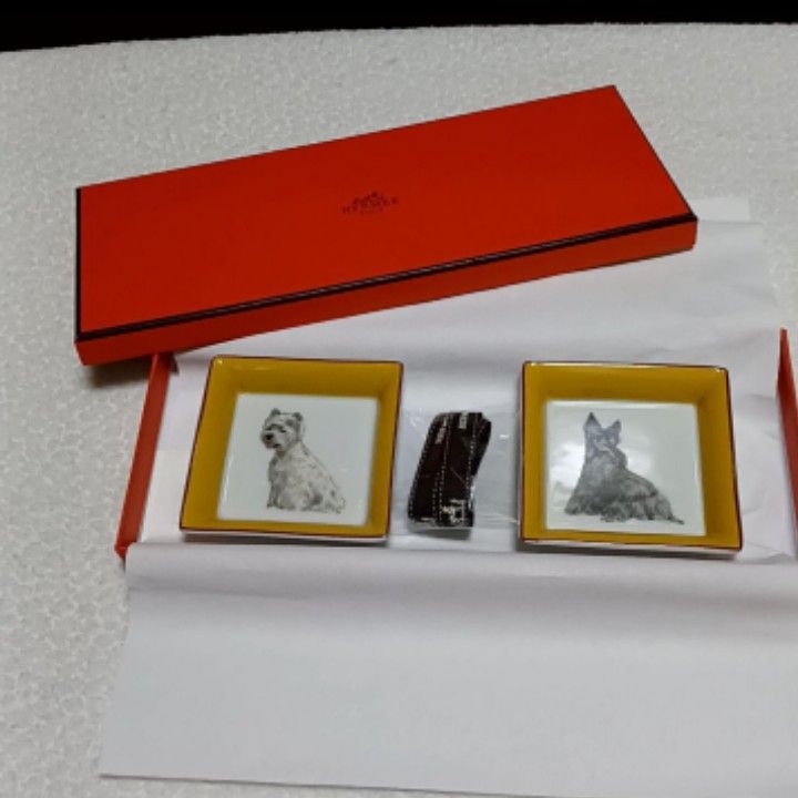エルメス シャス 犬 プレート スクエア トレイ トレー 小物入れ 灰皿 アッシュトレイ