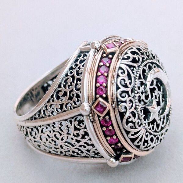 NEWトルコ製 ハンドメイドメンズリング シルバー925 (ムーンスター)