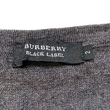 国内正規品■BURBERRY BLACK LABEL (バーバリーブラックレーベル) 羊毛100％ 胸 ホース刺繍 Vネック 長袖ニット セーター 灰グレー2_画像6