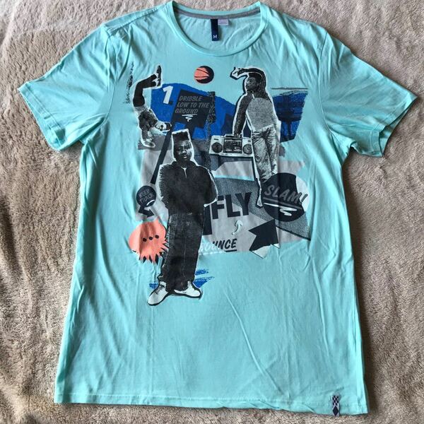 OLD SCHOOL オールドスクール Tシャツ H&M バスケット 80年代テイスト