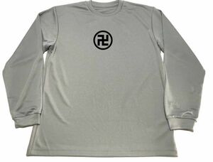 グレー　丸に万字 　ドライ　Ｔシャツ　偉人　戦国武将　幕末　家紋　卍　グッズ　蜂須賀小六　長袖　ロング　ロンＴ