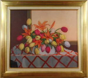 Art hand Auction Fleurs de Takashi Saito, Peinture, Peinture à l'huile, Nature morte