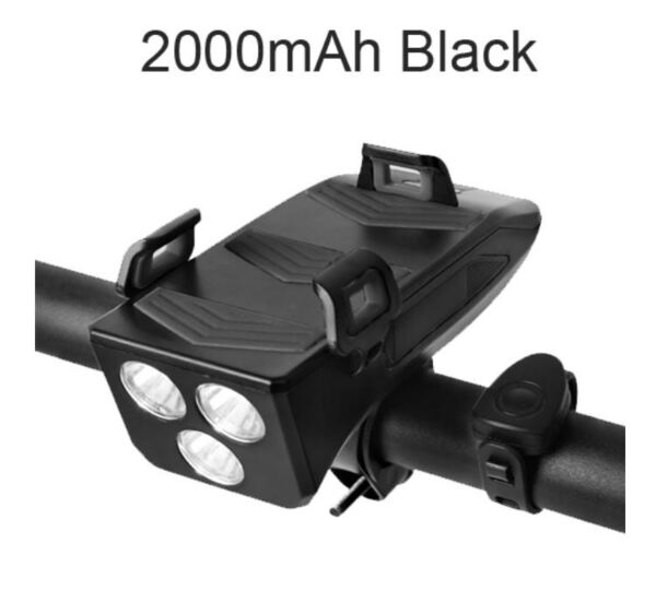 箱無しブラック自転車ライトスマホホルダーケースusb充電式テール2000mAhモバイルバッテリーヘッドライト3調光モードled自転車 f30ss