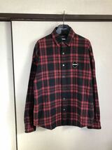 【良品】 FCRB f.c real bristol エフシーレアルブリストル SOPHNET ソフネット ARCH STAR FLANNEL CHECK SHIRTS チェックシャツ 長袖 RED_画像1