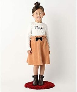 99 新品 ￥10890 組曲 Kumikyoku 120cm あったか コーデュロイ スカート 子供用 女の子 オレンジ クミキョク