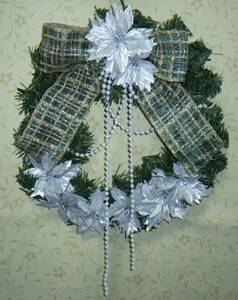  postage Y700~* silver po in se Cheer × green Christmas wreath hand made long time period home storage goods 