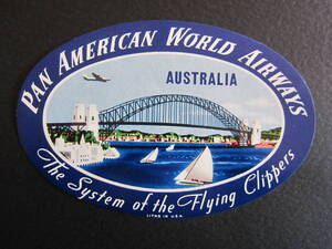 パンナム■AUSTRALIA■オーストラリア■PAN AMERICAN WORLD AIRWAYS■ラゲッジラベル