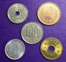 4989　【美品・5種セット】　昭和63年　100円硬貨/50円硬貨/10円青銅貨/5円黄銅貨/1円アルミ貨　_画像1