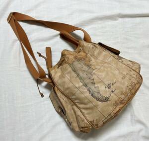  Italy made Prima Classe Vintage map pattern 2WAY handbag shoulder bag pouch 