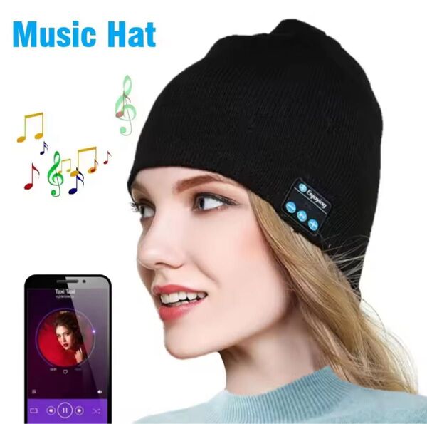 Bluetooth 5.0 音楽帽子 ワイヤレスビーニー スポーツ用 イヤホン ヘッドフォン イヤホン Bluetooth