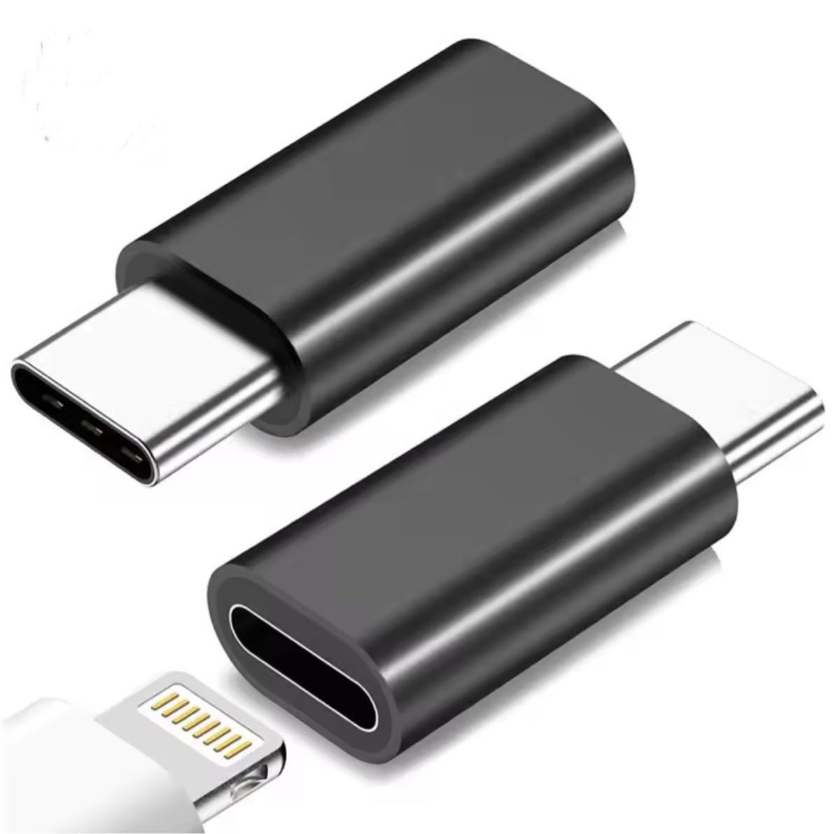 Lightning ライトニングから Type-C 変換アダプター 黒色 iPad USB-C 変換アダプタ
