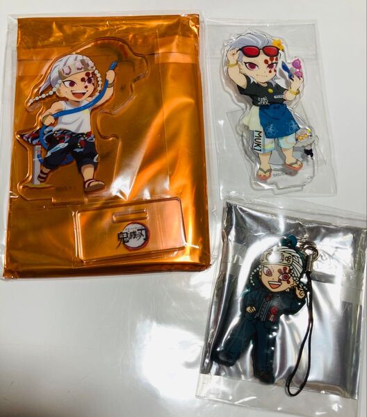 鬼滅の刃 ufotable 宇髄天元 アクリルスタンド ラバーストラップ 3点 夏休み・海の家・鬼滅祭