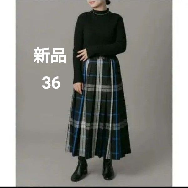 新品 36 ブラックアーバンリサーチ サニーレーベル チェックプリーツイージースカート