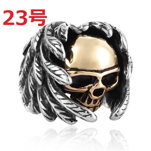  Skull ..× feather collaboration gothic silver ring ring 23 number 