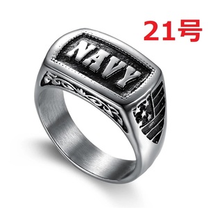  american accessory NAVY navy navy silver ring ring 21 number 