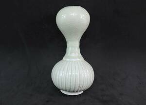 中國 宋元時代 影青 / 青白瓷瓢箪形直線紋花瓶