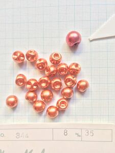New　Mode 344　真珠　パール　35　茶　ゴールド　8㎜　他に出品中の手芸品と同梱可　ボタン　昭和　ビンテージ